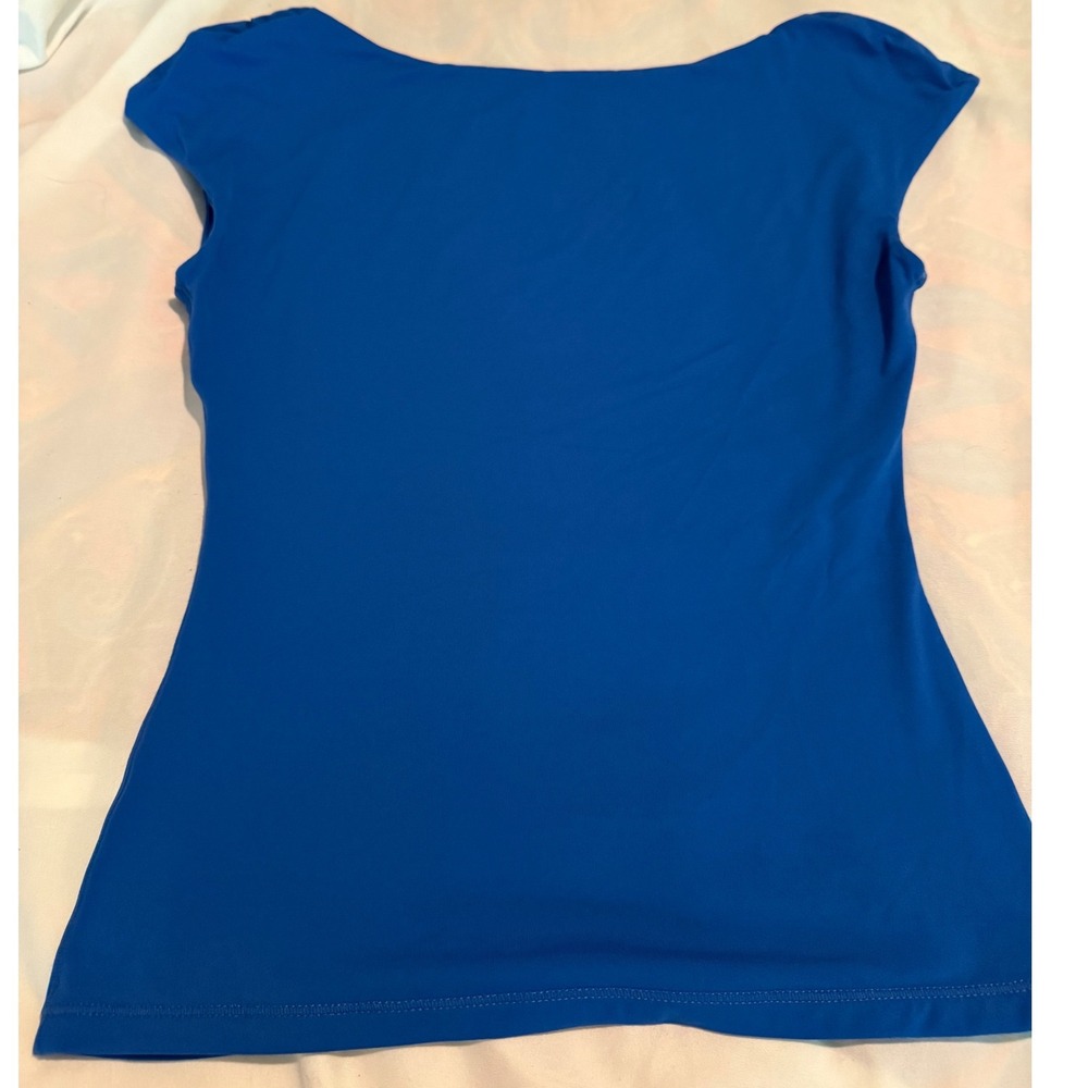 SUUKSESS Royal Blue Open Back Cap Sleeve Top XS Boat Neck Stretchy Bodycon